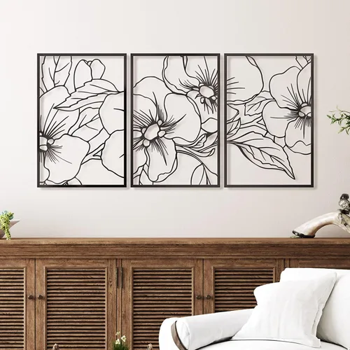 Miniatura 7 de Vivegate Black Minimalist Floral Single Line Metal Wall Art Decor - 18"X12" 3 Packs Black Floral Abstract Minimalist Lines Wall signs for Hanging