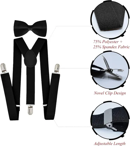 Miniatura 2 de trilece Child Kids Boys Girls Suspenders Bow Tie Set Adjustable Y Back Toddler Baby Infant Suspender Bowtie