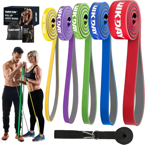 WIKDAY Resistance Bands, Pull Up Bands, Workout Bands for Exercise, Thick Heavy Resistance Band Set with Door Anchor, Elastic Bands for Body Bicolor.