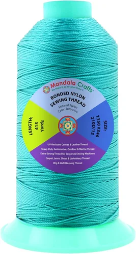 Miniatura 141 de Mandala Crafts - Hilo de nailon para coser cuero, tapicería, mezclilla y para trenzar el pelo; resistente, 1500 yardas, tamaño 69 T70 Marrón