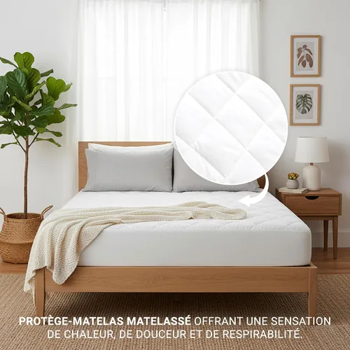 Miniatura 2 de Protector de colchón acolchado, impermeable y adaptable con cintura elástica, transpirable y resistente a los líquidos, protector de colchón