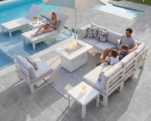 Miniatura 12 de NICESOUL - Juego de 10 muebles de patio extra grandes de aluminio moderno, sofá para exteriores con asiento de 29" de profundidad y ancho, 500 lbs