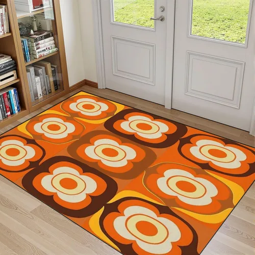 Miniatura 9 de Alfombras bohemias de 6 x 9 pies, estilo retro, psicodélico, psicodélico, ondulado, estilo de los años setenta, abstracto, lavable, alfombra de pelo