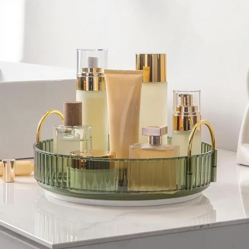 Miniatura 13 de INVSSENE - Organizador de maquillaje giratorio de 360°, soporte giratorio para baño, estante de almacenamiento para cosméticos de gran capacidad, se