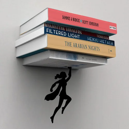Miniatura 9 de Estante flotante para libros Artori Design "Wondershelf", de metal negro, estante único, regalos para estudiosos, amantes de libros, presente