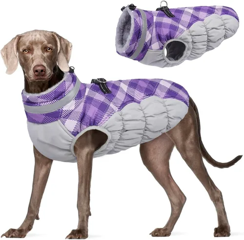 Miniatura 55 de FUAMEY - Chaqueta de invierno para perro, chaleco acolchado con arnés, ropa cálida para mascotas, abrigo con cremallera, impermeable, para perros