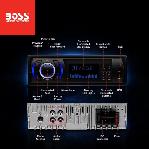 Miniatura 3 de BOSS Audio Systems 609UAB Estéreo multimedia para automóvil - Din único, audio Bluetooth y llamadas manos libres, micrófono integrado, reproductor