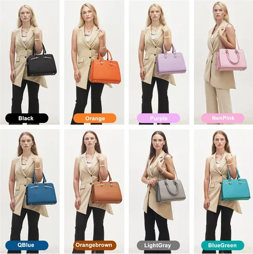 Miniatura 6 de Carteras para mujeres, bolso cartera monedero tote bandolera hobo con asa superior tipo satchel, juego de carteras de 2 piezas con 3 compartimentos