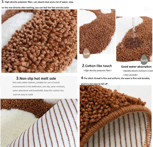 Miniatura 8 de Alfombras de baño, absorbentes de agua, antideslizantes, para usar en el baño, ducha, habitación, etc. Tapete de baño de microfibra suave, lavable a