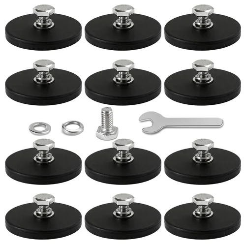 Miniatura 21 de DIYMAG 12 Imanes Recubiertos de Goma, Potencia Adhesiva de 30 LBS Base de Imán Grande de Neodimio Antiarañazos con Imán Roscado M5 con Pernos