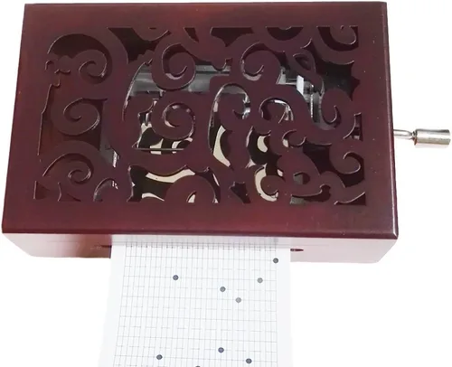 FnLy Caja musical de madera tallada vintage de 30 notas, caja de regalo de música con manivela de mano, crea tu propia melodía musical Nota Sy-30