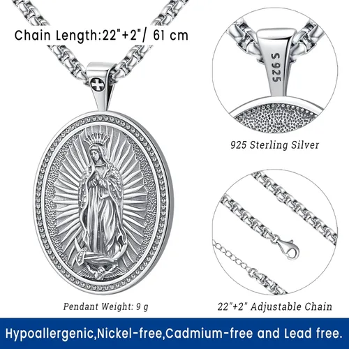 Miniatura 240 de Eusense Saint Necklace Sterling Silver 925 Protection Jewelry for Men Women Patron St Medals Amulet Pendant