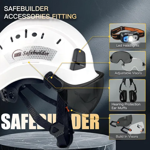 Miniatura 9 de Casco de Seguridad de Construcción con Visera Casco Duro ABS Cascos Duros de Ventilación Ajustable Protección de Cabeza de Trabajo Industrial