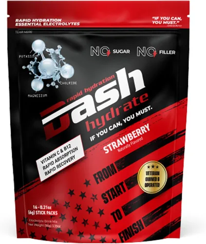 Dash Hydrate Paquetes de mezcla de bebidas con electrolitos de hidratación rápida, absorción y recuperación rápida sin azúcar, activa la energía,
