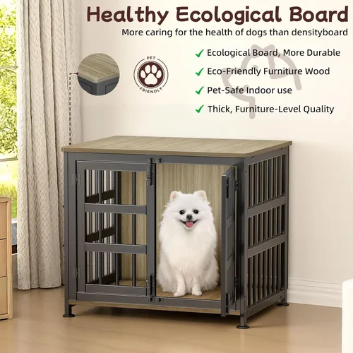 Miniatura 3 de Jaula para perros de 26 pulgadas, jaulas para perros de razas grandes, jaulas para perros interiores de madera, mesa auxiliar, jaula combinada