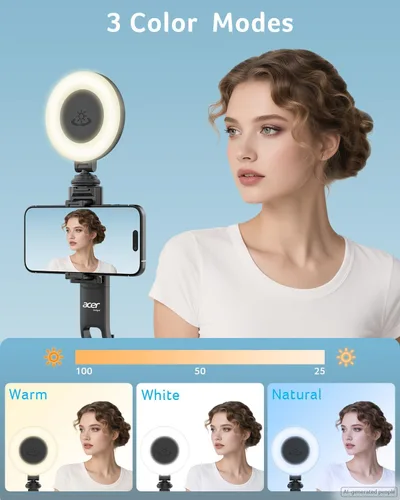 Miniatura 7 de Acer Gadget - Trípode de seguimiento facial automático para iPhone/teléfono celular/Android/cámara con luz y control remoto, 64 pulgadas, sin