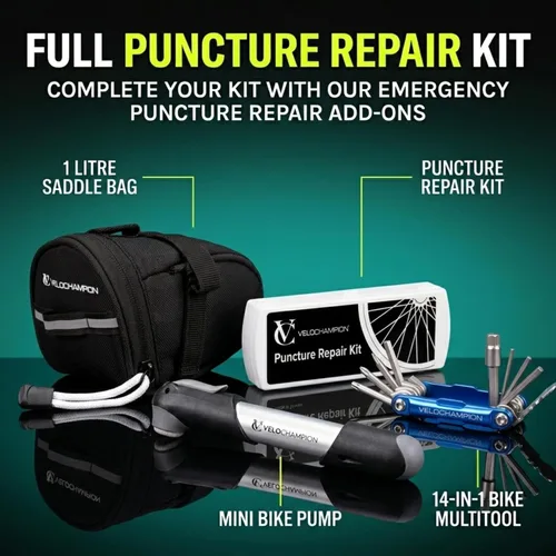 Miniatura 8 de VeloChampion Mini Bike Pump. Compact 100 PSI/6.8BAR Bicycle Pump for Road, Hybrid & E-Bikes. Portable Tyre Pump with Presta, Schrader & Dunlop