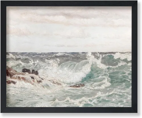 Poster Master Póster vintage de pintura de olas oceánicas, impresión retro del océano, bellas artes, arte de paisaje marino, regalo para hombres y