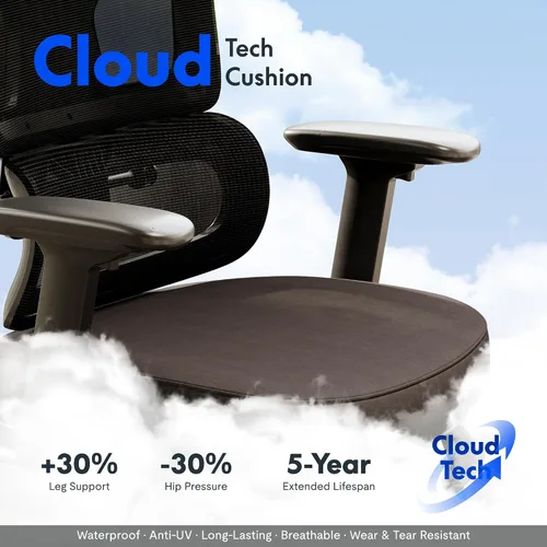 Miniatura 9 de FLEXISPOT ErgoX - Silla de oficina ergonómica de alta calidad con reposapiés, reposabrazos 3D ajustables, soporte lumbar dinámico, función Cloudtech