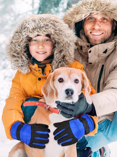 Miniatura 6 de SATINIOR 2 pares de guantes de nieve gruesos para niños, guantes de esquí para niños pequeños, guantes de invierno cálidos e impermeables para niños