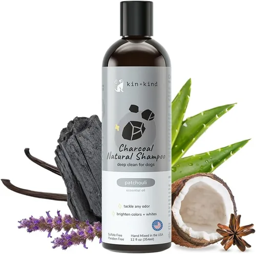 kin+kind Champú para perros con carbón activado, champú desodorizante para perros de limpieza profunda para aliviar la suciedad, el olor y la