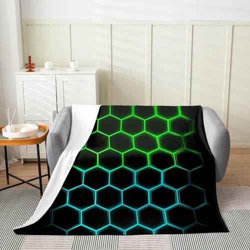 Miniatura 3 de Manta de panal de abeja, manta de cama hexagonal geométrica para niños, adolescentes, niñas, niños, decoración de sala de juegos, manta mullida