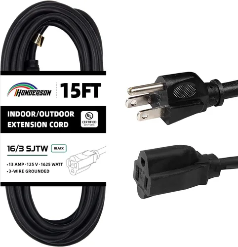 Miniatura 37 de Cable de extensión para exteriores de 10 pies, 16/3 SJTW, cable de extensión verde duradero para luces de Navidad con enchufe de tierra de 3 puntas