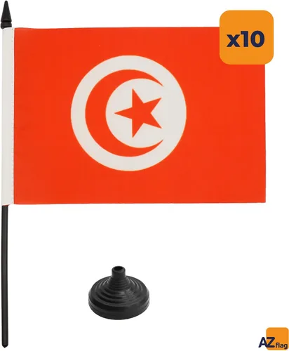 Miniatura 120 de AZ FLAG Sierra Leone Bandera de mesa 5'' x 8'' - Bandera de escritorio de Sierra Leona 21 x 14 cm - Bastón y base de plástico negro
