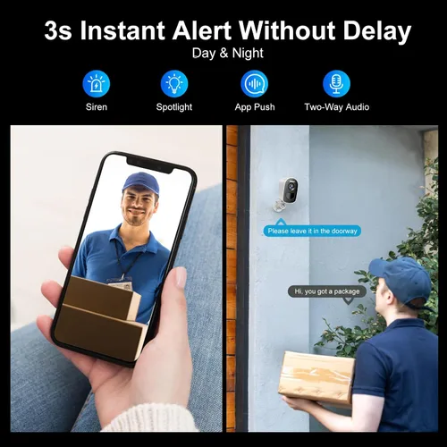 Miniatura 6 de Cámaras PHANSATIM para Seguridad del Hogar, Cámaras de Seguridad 2K Inalámbricas para Exteriores con Detección de Movimiento y Visión Nocturna a