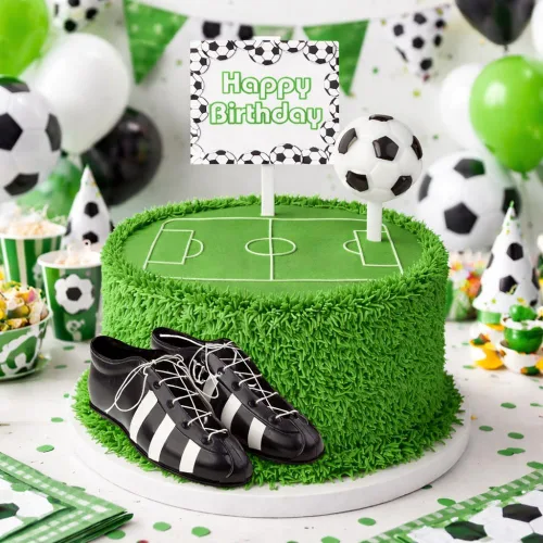 Miniatura 5 de Pelota de fútbol para fiesta de cumpleaños, decoración de tartas, mini zapatos de fútbol, tacos de fútbol y bandera