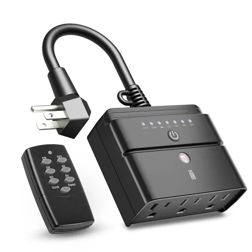 Miniatura 8 de BN-LINK Temporizador para exteriores con control remoto, sensor de luz del atardecer al amanecer, salida de temporizador impermeable enchufable, 2