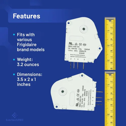 Miniatura 4 de EvertechPRO 4378243, 241705102, temporizador de descongelación para Frigidaire PS11726371