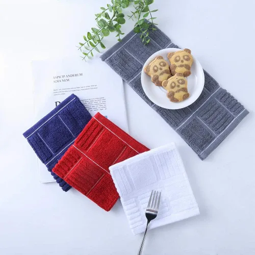 Miniatura 2 de Glynniss Paños de cocina para lavar platos, trapos de algodón para limpieza en seco, paquete de 8 paños de cocina (gris, 12 x 12 pulgadas)
