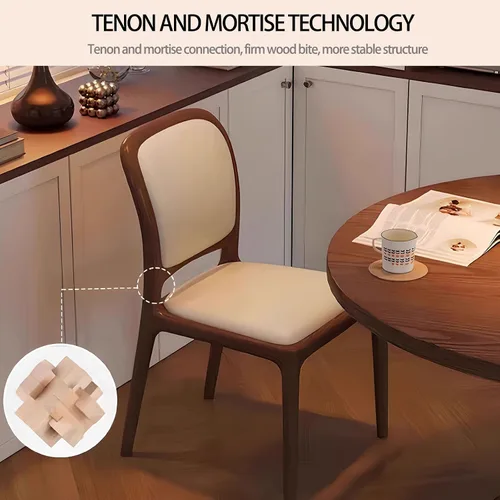 Miniatura 5 de Sillas de comedor de madera sin brazos, sillas de cocina de comedor, silla de escritorio de cocina de nogal con soporte trasero, silla