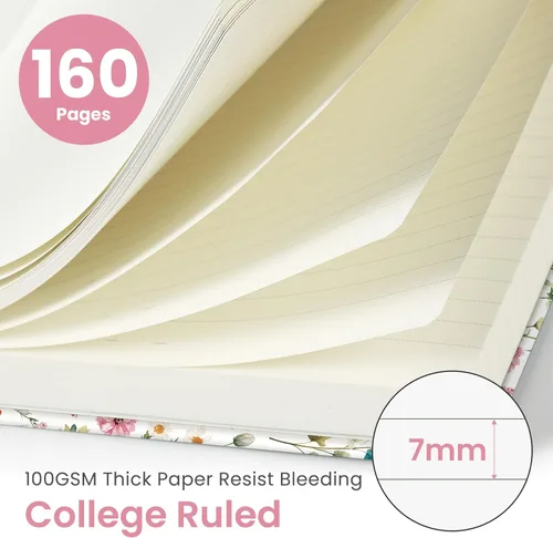 Miniatura 2 de Taja Cuaderno rayado para mujeres y hombres, diario de cuero de tapa dura para escribir, cuaderno de rayas universitarias A5 para trabajo y toma