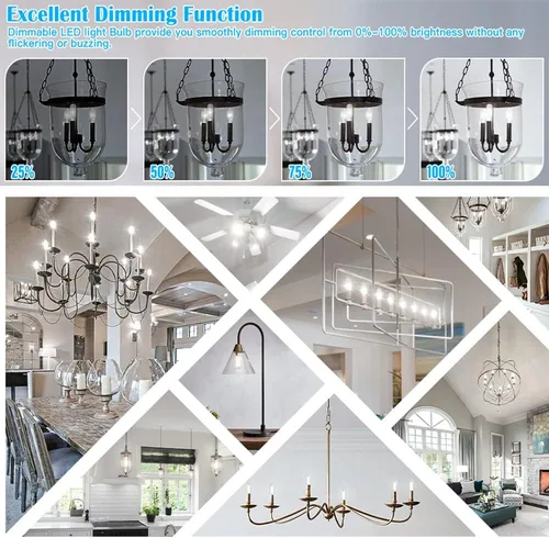 Miniatura 7 de Leools Bombilla LED E12 equivalente a 4 W E12, bombilla de candelabro de 40 W, luz blanca diurna 4000 K, AC120 V, 500 lm, regulable, T6 T6.5 B11, 4