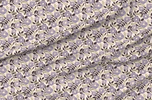 Miniatura 4 de Spoonflower Tela - Flores grises púrpuras hojas de lavanda beige crema naturaleza botánica imitación impresa en tela de gasa Fat Quarter - Costura