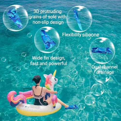 Miniatura 5 de Swimming Training Fins,Comfortable Silicone Flippers for Swimming and Diving,Size Suitable Kids Girls Boys Adult BE-Blue Seaarea