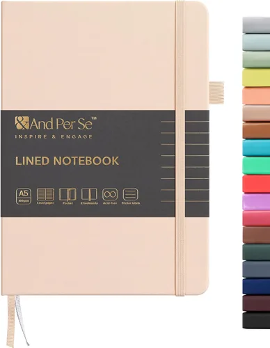 Miniatura 77 de &And Per Se - Cuaderno en blanco, 160 páginas, 5.7 x 8 pulgadas, cuaderno de rayas estrechas con papel grueso para escribir, cuaderno de tapa dura