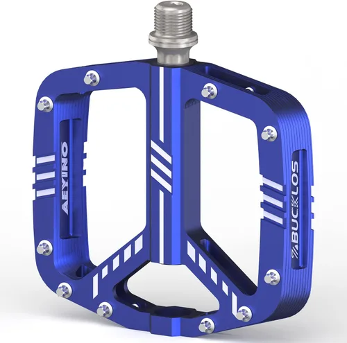 Miniatura 11 de BUCKLOS Pedales planos MTB para bicicleta de montaña, pedales de bicicleta de carretera CNC para adultos con 3 rodamientos, pedal de plataforma