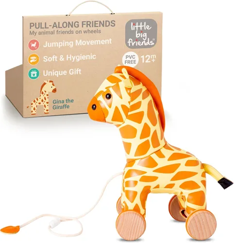 Miniatura 9 de Little Big Friends Juguete de alce para niños pequeños Juguete suave para caminar con cordón ajustable Juguete clásico para empujar y tirar
