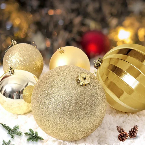 Miniatura 3 de Benjia Adornos de Navidad para Exteriores de Tamaño Extra Grande, Bolas de Plástico Gigantes y Grandes que no se Rompen para Colgar en Césped, Rojo