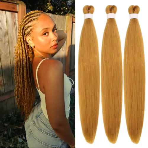 Miniatura 20 de Cabello trenzado verde azulado preestirado, hipoalergénico, sintético, color azul aguamarina, para trenzas y giros, extensiones de cabello largo