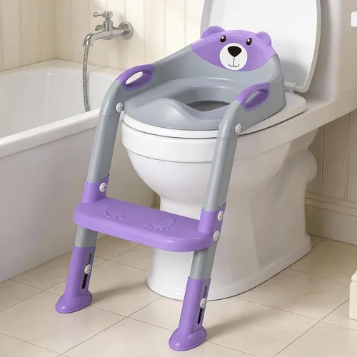 Miniatura 17 de SKYROKU - Asiento de inodoro mejorado para niños y niñas, para entrenamiento de baño, almohadilla antideslizante para protección contra 8838-azul