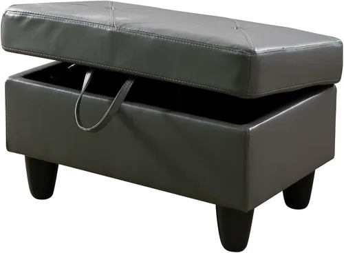 Miniatura 4 de Reposapiés rectangular de piel sintética con almacenamiento para sala de estar y dormitorio (negro)