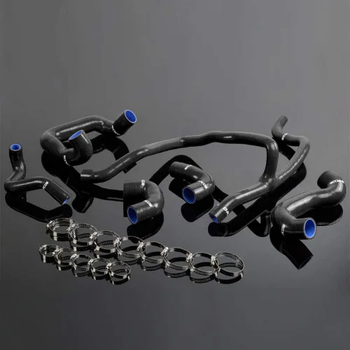 PIT66 Kit de manguera de refrigerante de radiador de silicona, compatible con BMW E30 M20 325 325I 6CY 1988-1993, color negro con abrazaderas