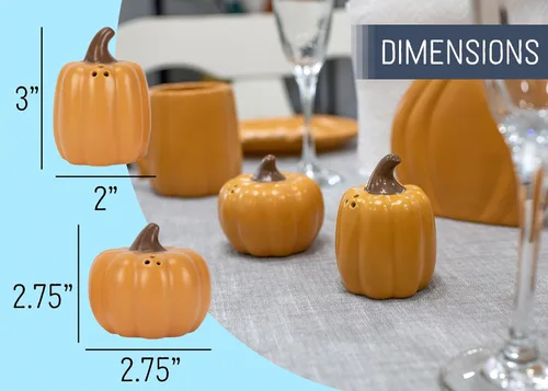 Miniatura 2 de Nat & Jules - Mini salero y pimentero de cerámica con forma de calabaza de 3 pulgadas, perfecto para Acción de Gracias, Halloween y decoración
