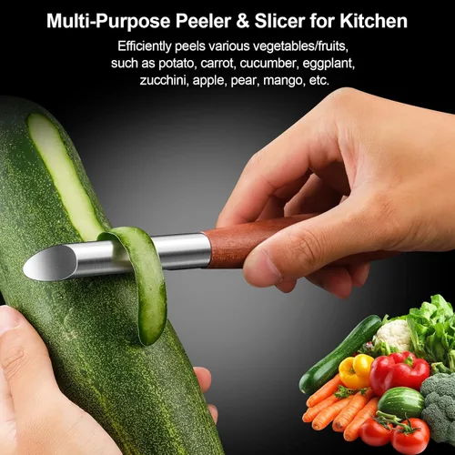 Miniatura 6 de Pelador de Verduras de Acero Inoxidable, Peladores de Patatas Premium para Cocina, Pelador Giratorio Ultra Agudo para Frutas y Verduras, Pelador