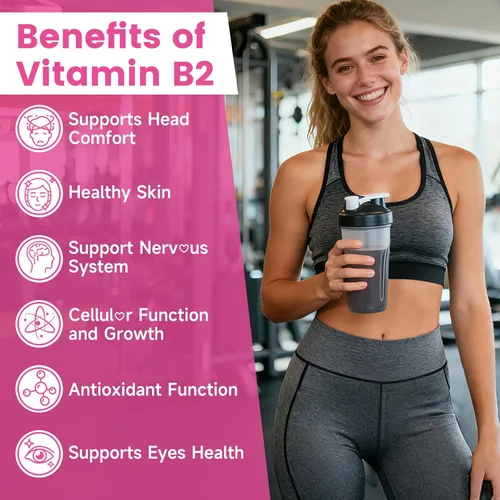 Miniatura 3 de Gomitas de vitamina B2 con riboflavina de 400 mg con magnesio para niños y adultos, gomitas B2 para apoyo del sistema nervioso y salud de la piel