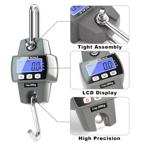 Miniatura 3 de Báscula digital portátil de 661.4 lbs con ganchos, báscula de juego de alta precisión, báscula electrónica resistente para colgar en granja, caza